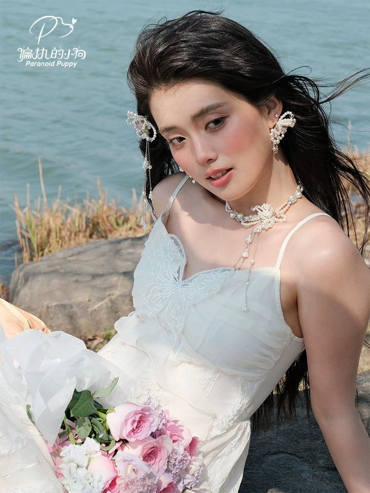 ParanoidP Pearl Flower Fringed Necklace