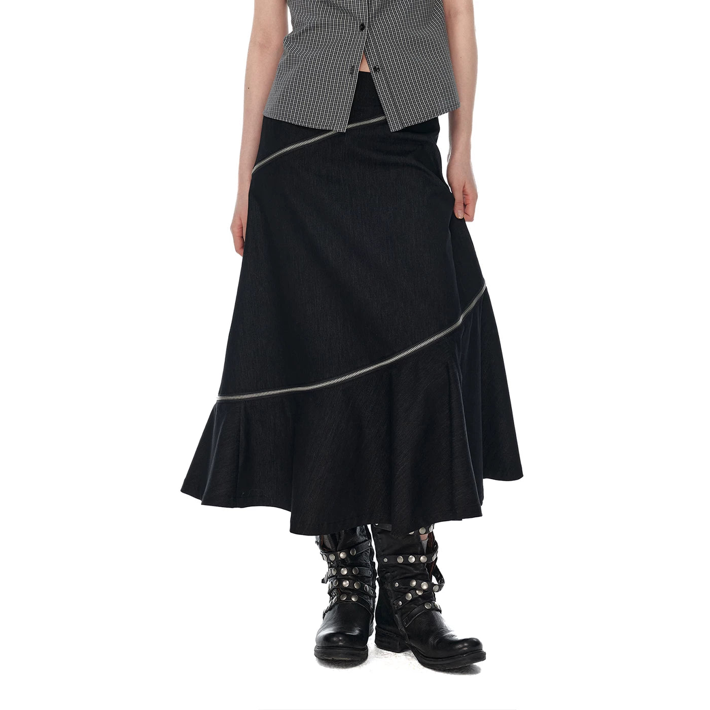 JIKOO Irregular A-word Thin Mid-length Skirt