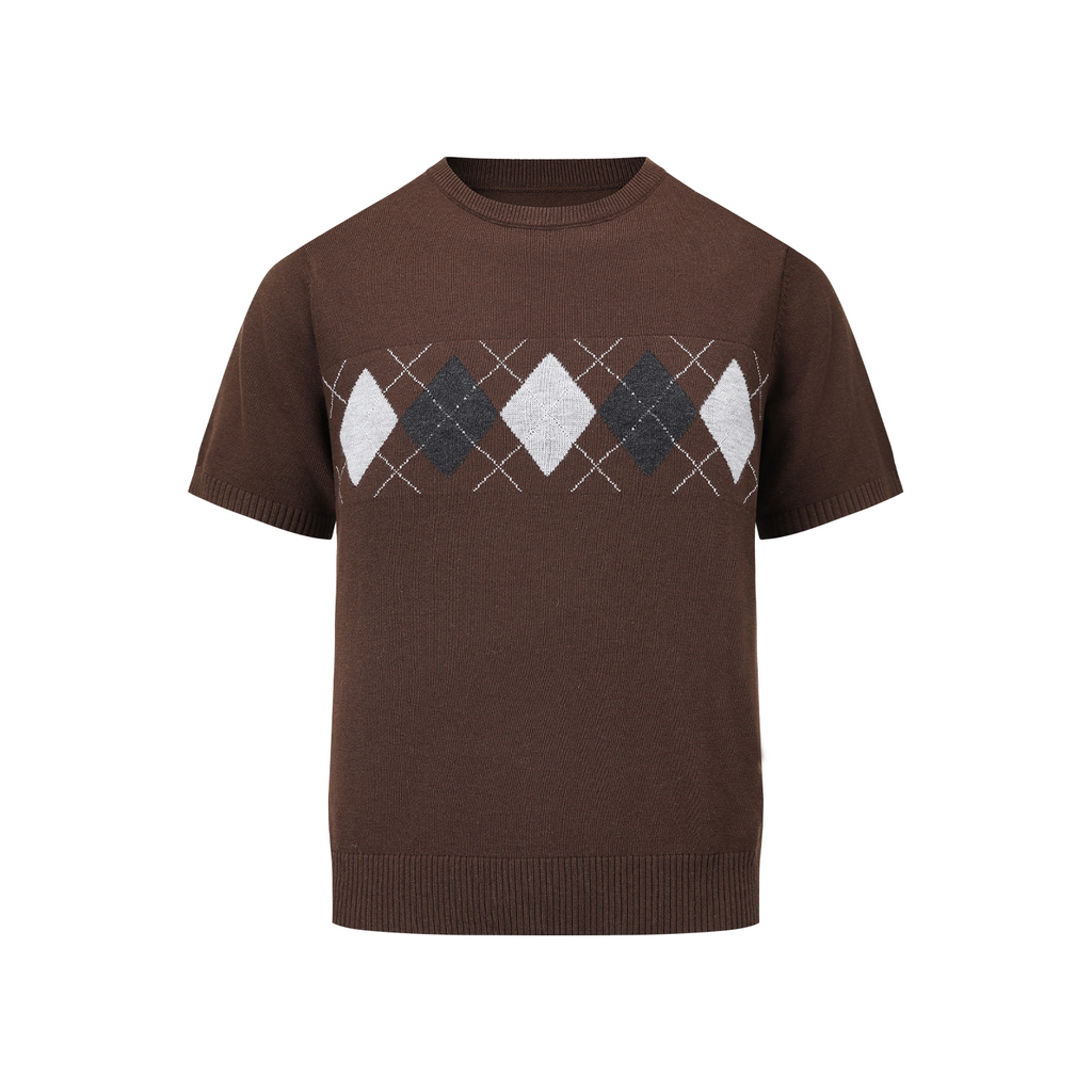 MANUSCRIPT Rhombus Breathable Front Shoulder Knitted Tee