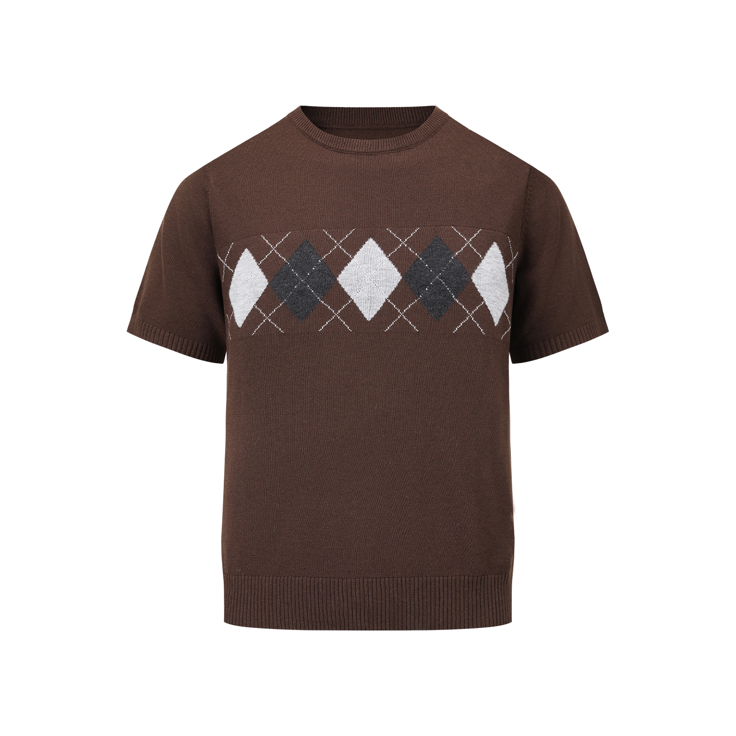 MANUSCRIPT Rhombus Breathable Front Shoulder Knitted Tee