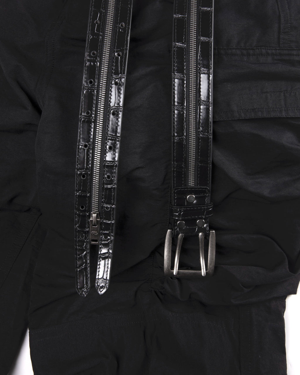VOWPROGRESS Python Leather Zipper Belt