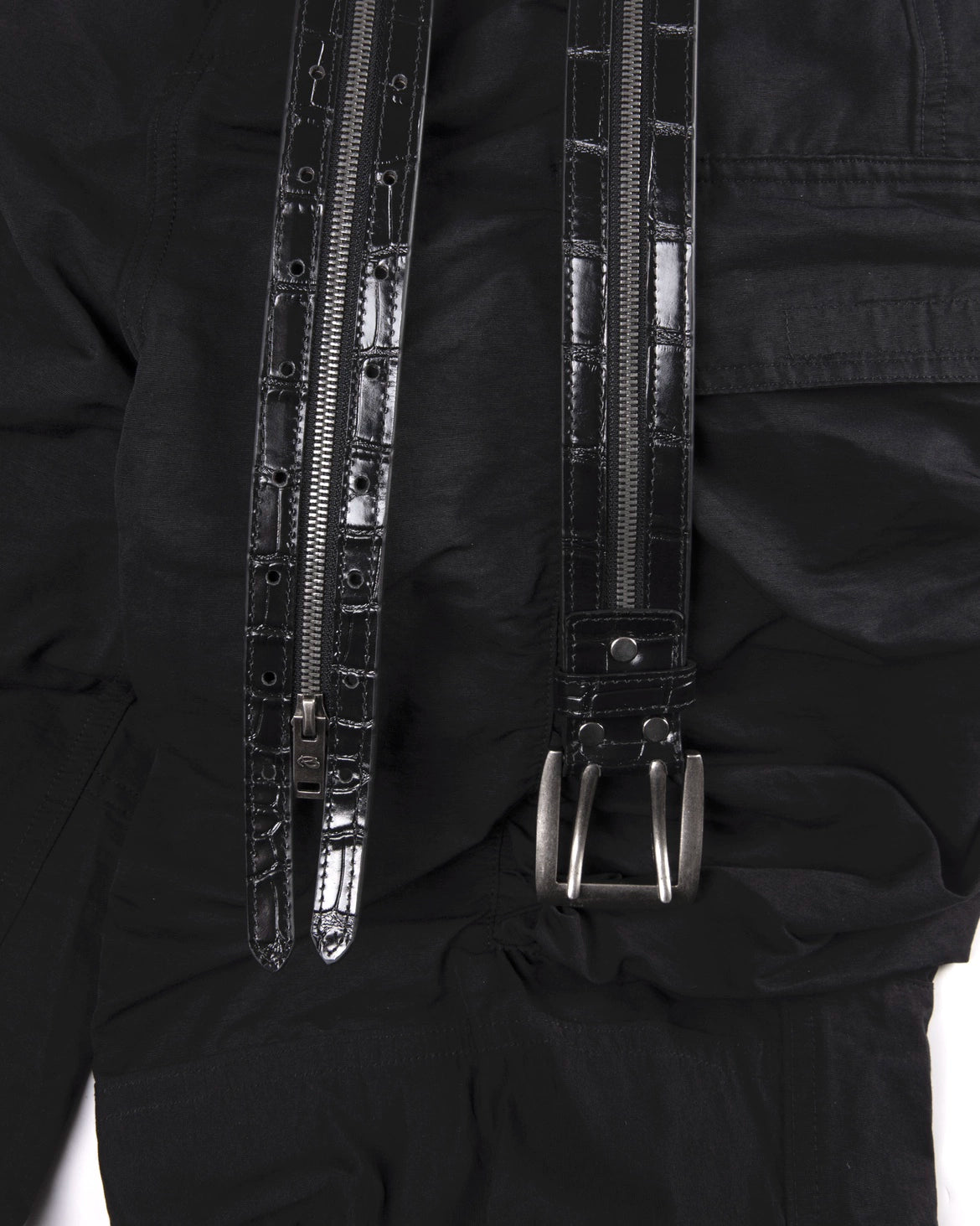 VOWPROGRESS Python Leather Zipper Belt