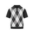 MANUSCRIPT Casual Front Shoulder Plaid Lapel Tee