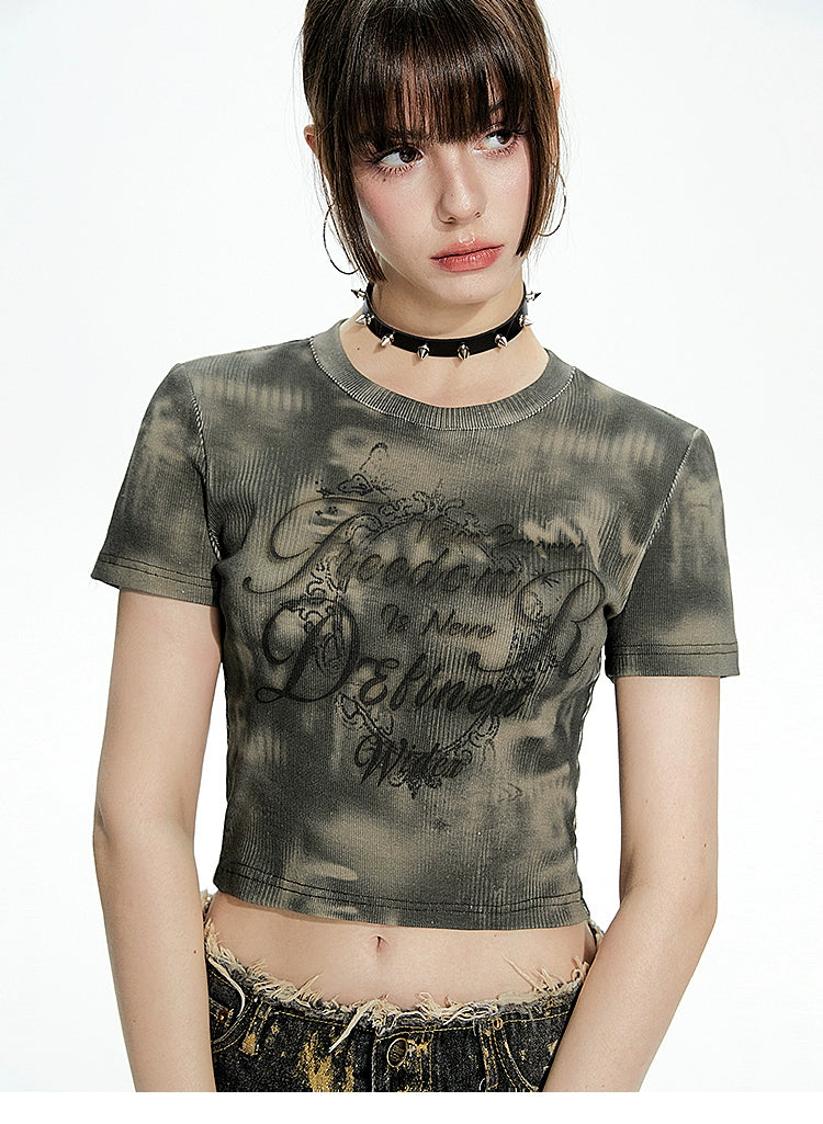 Imone Retro Tie-dye Printing Pit Strip Tee