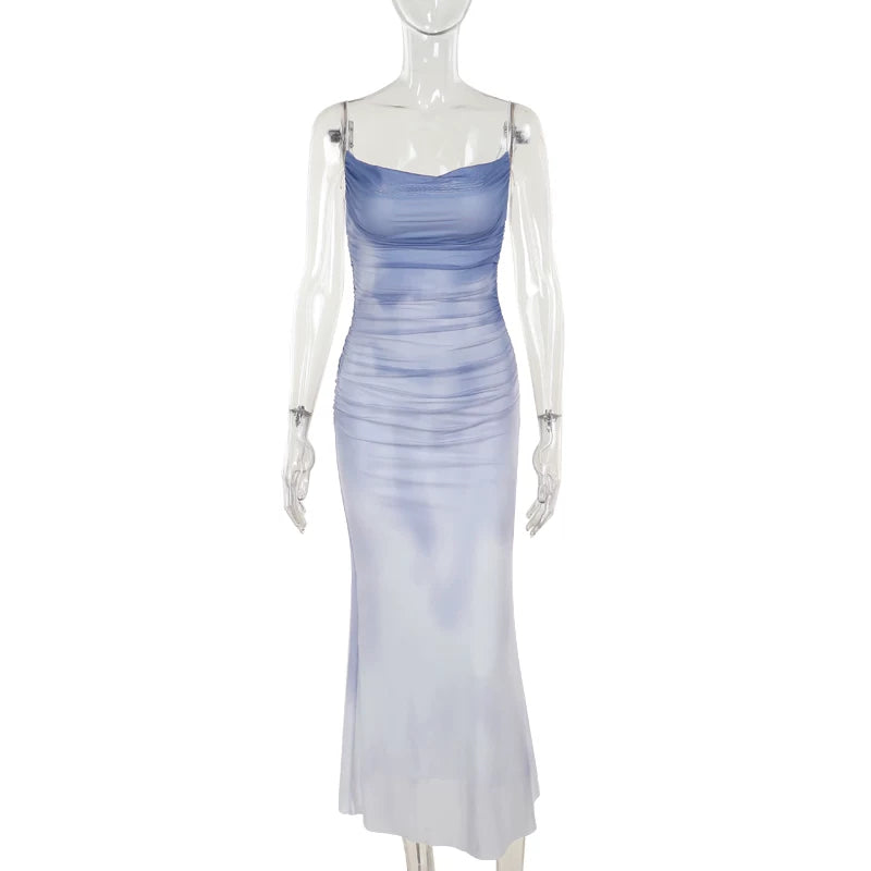INSTUNNING Gradual Change Mesh Suspender Dress