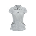 JIKOO Splicing Doll Collar Plaid Shirt Tee