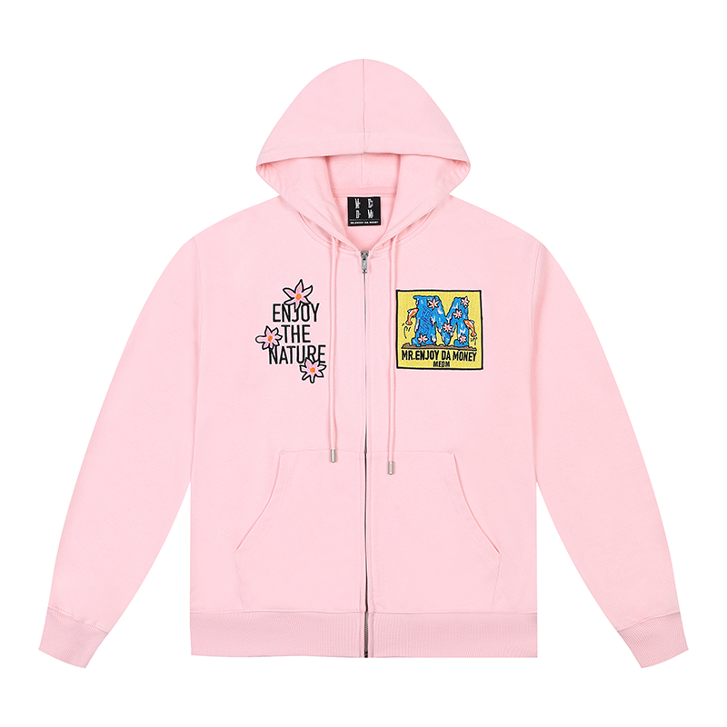 MEDM Natural Elements Large M Fleece Zip Hooded Sweater