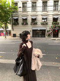 KELIFAN Elegant Retro Big Neckline Dress