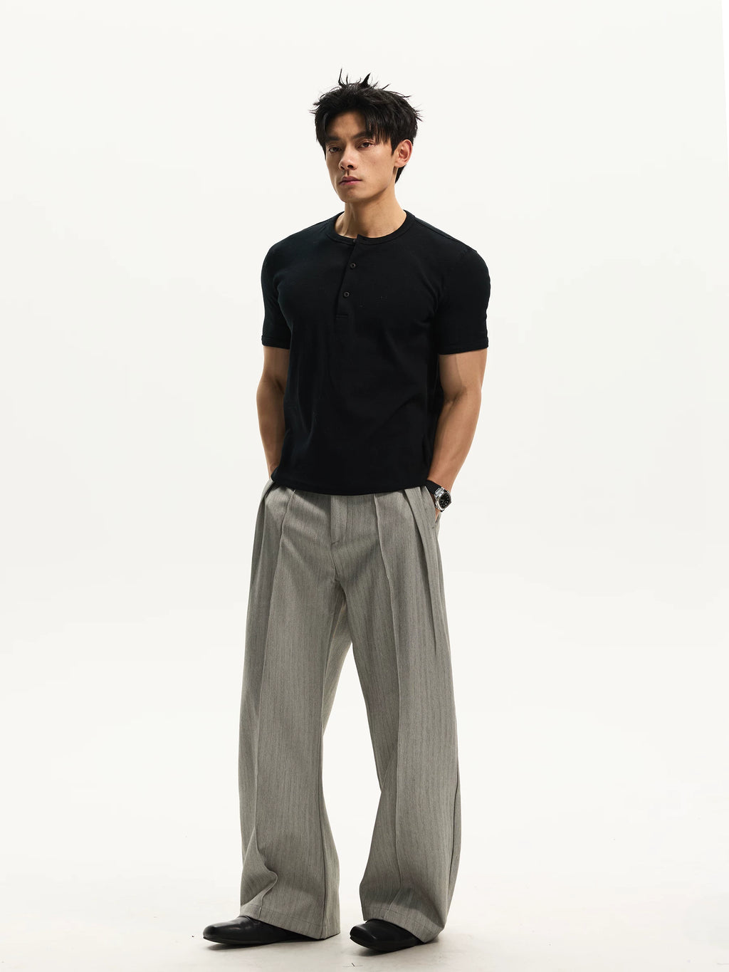 DAY NY Henry Collar Slim Fit Versatile Tee