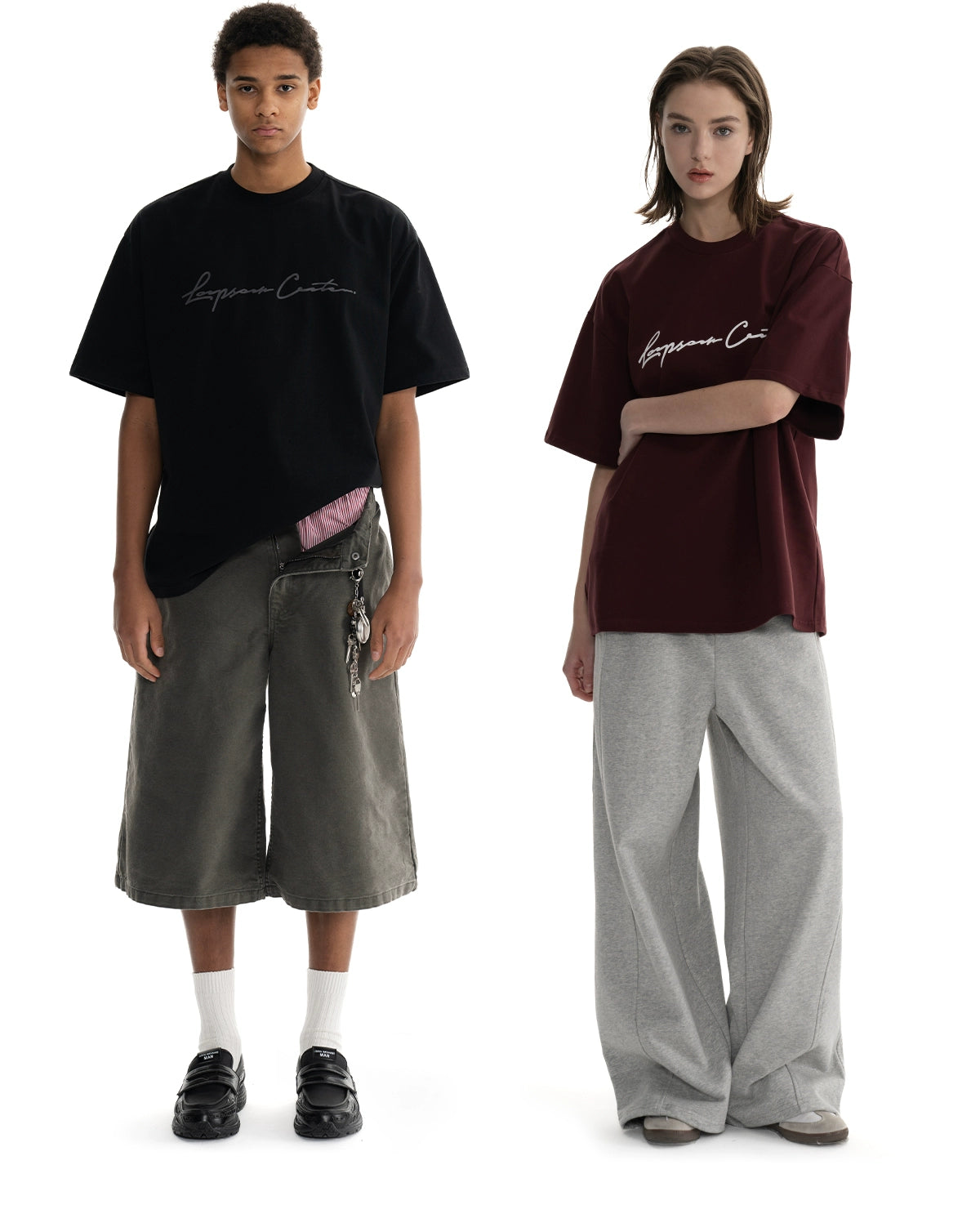 Loopsoon Loose Trend Printed Letter Logo Tee