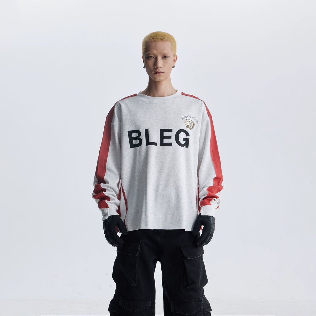 NOMANIAI Sports Wind Splicing Contrasting Color Crew Neck Sweater