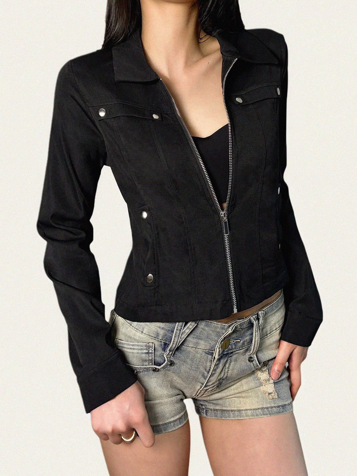 FUNOFF Retro Simple and Versatile Waist Long Sleeves
