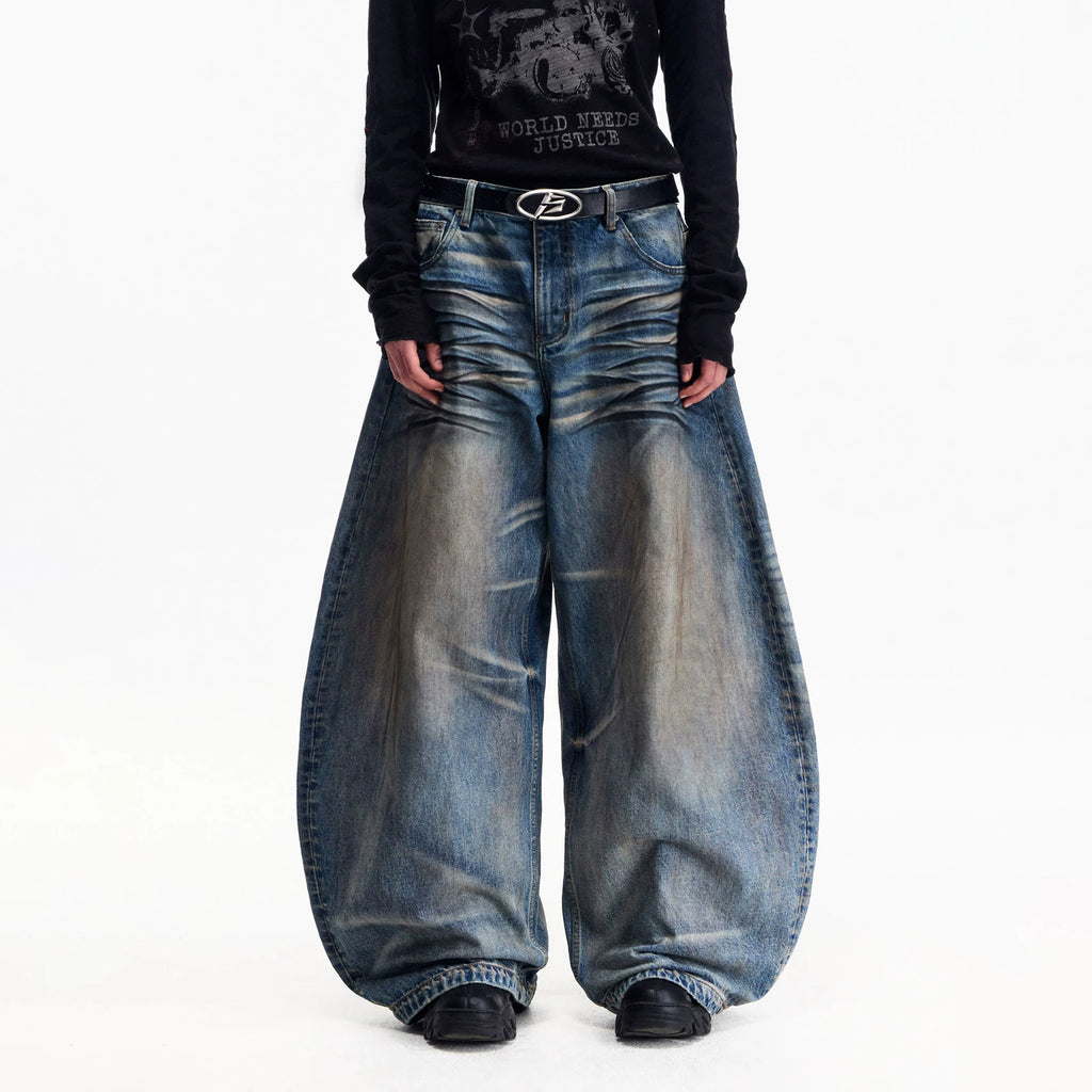 PEOPLESENSE Vintage Wear Resistant Loose Wide Leg Pants