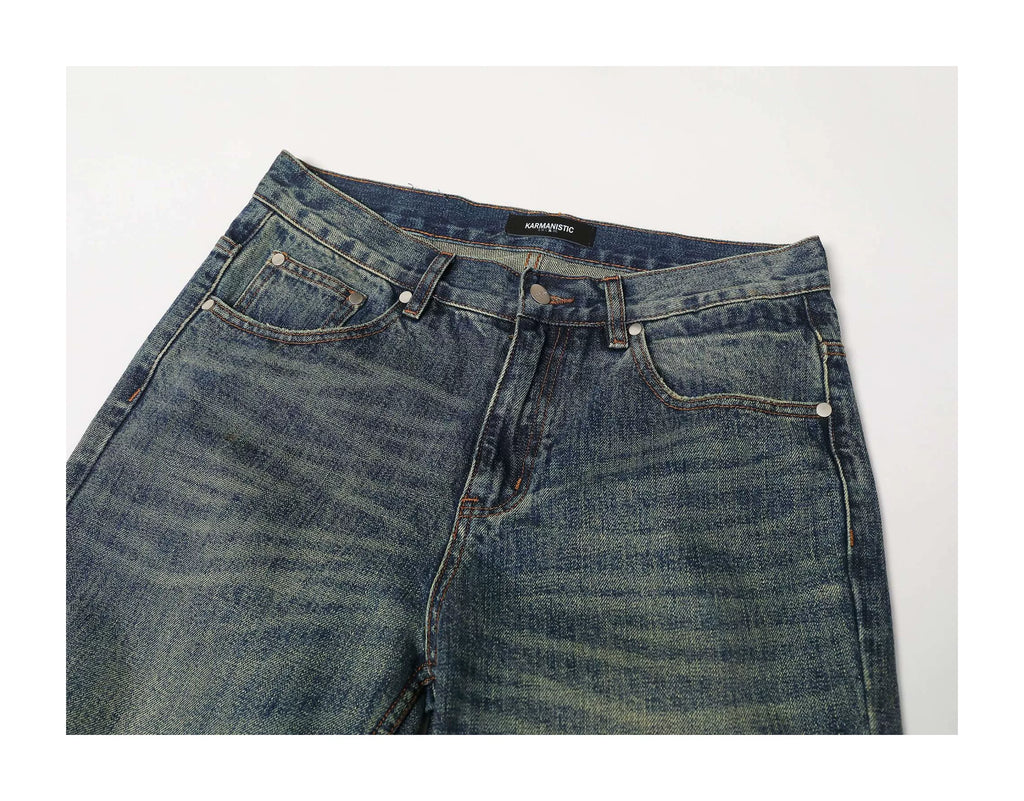 KARMANISTIC Vintage Hot Diamond Loose Wide Leg Mopping Jeans