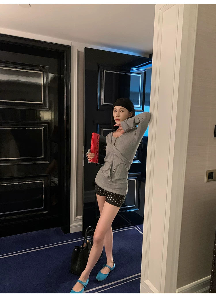 YOUNG KYLIN Slim-fit Two-wear Design Long-sleeved Dress