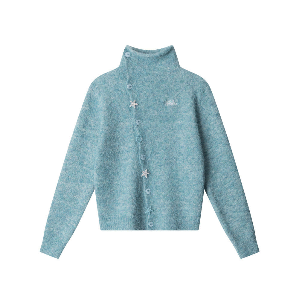 Nariele Turtleneck Soft Waxy Sweater Jacket