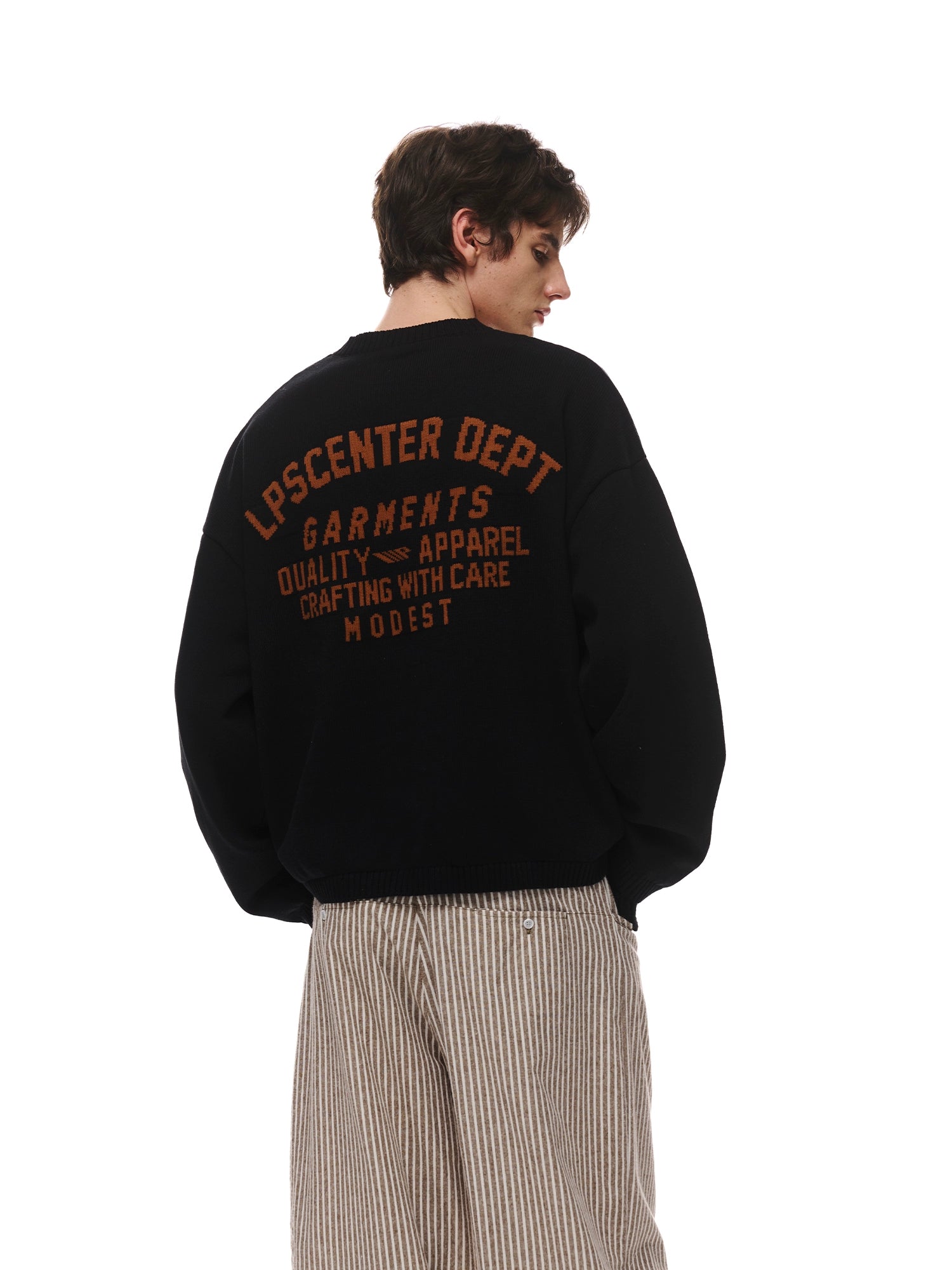 Loopsoon Back Jacquard Vintage Loose Casual Knitwear