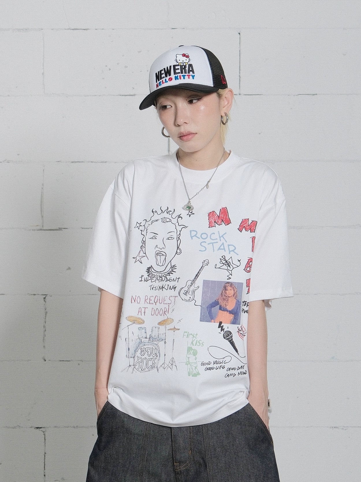 MMBBT Rock Graffiti Print Loose Tee