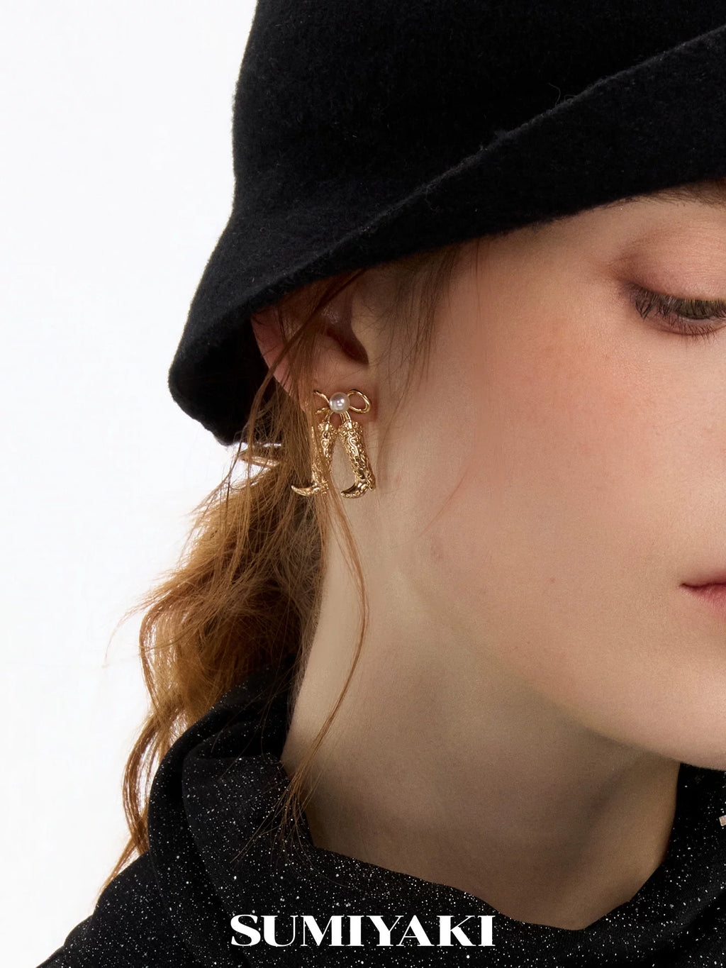 SUMIYAKI Vintage Butterfly Pearl Earrings