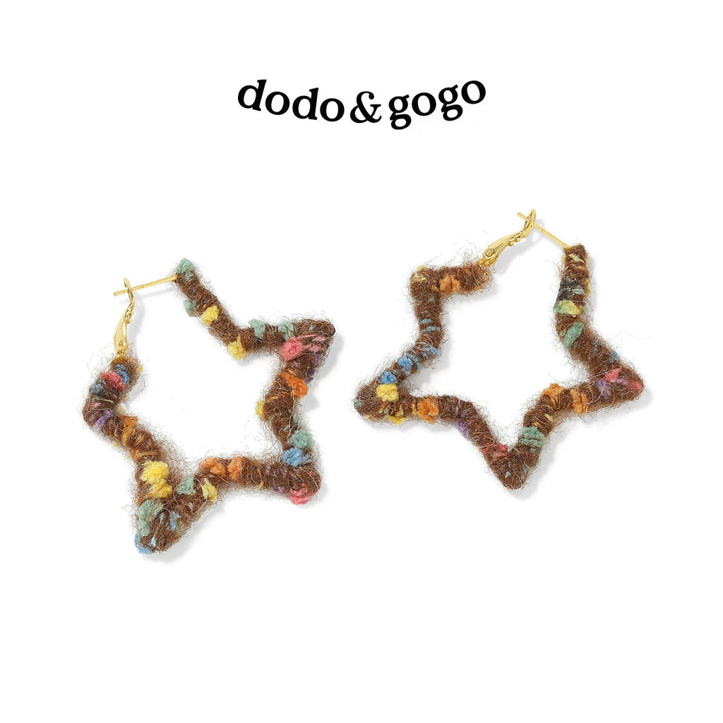 DODOGOGO Wool Star Pentagram Atmosphere Earrings