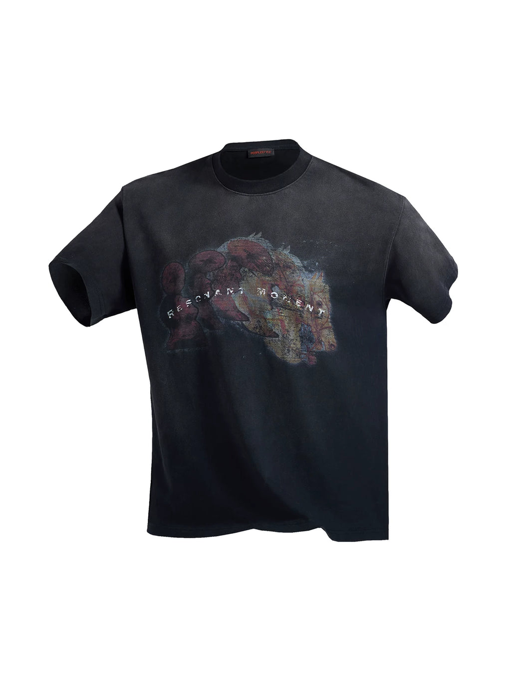 PEOPLESENSE Retro Old Direct Injection Printing Loose Tee