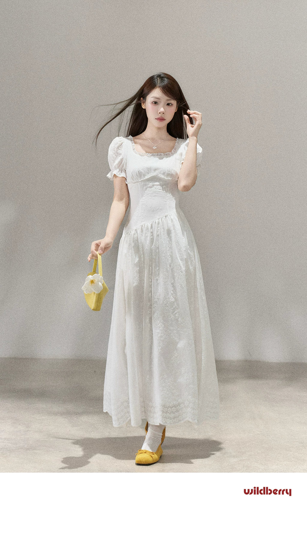 Wildberry Square Collar Waist Temperament Dress