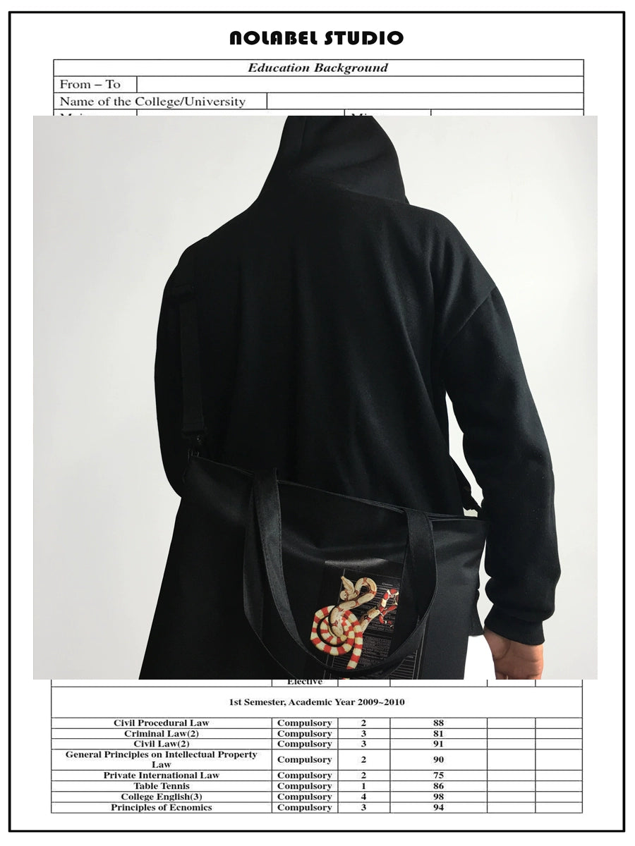NOLABEL Dark Snake Canvas Bag Vintage Tote Bag