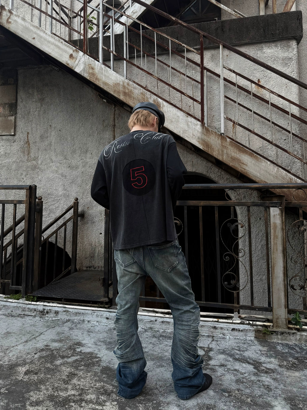 Human Patch Embroidery Printing Splicing Long Sleeve