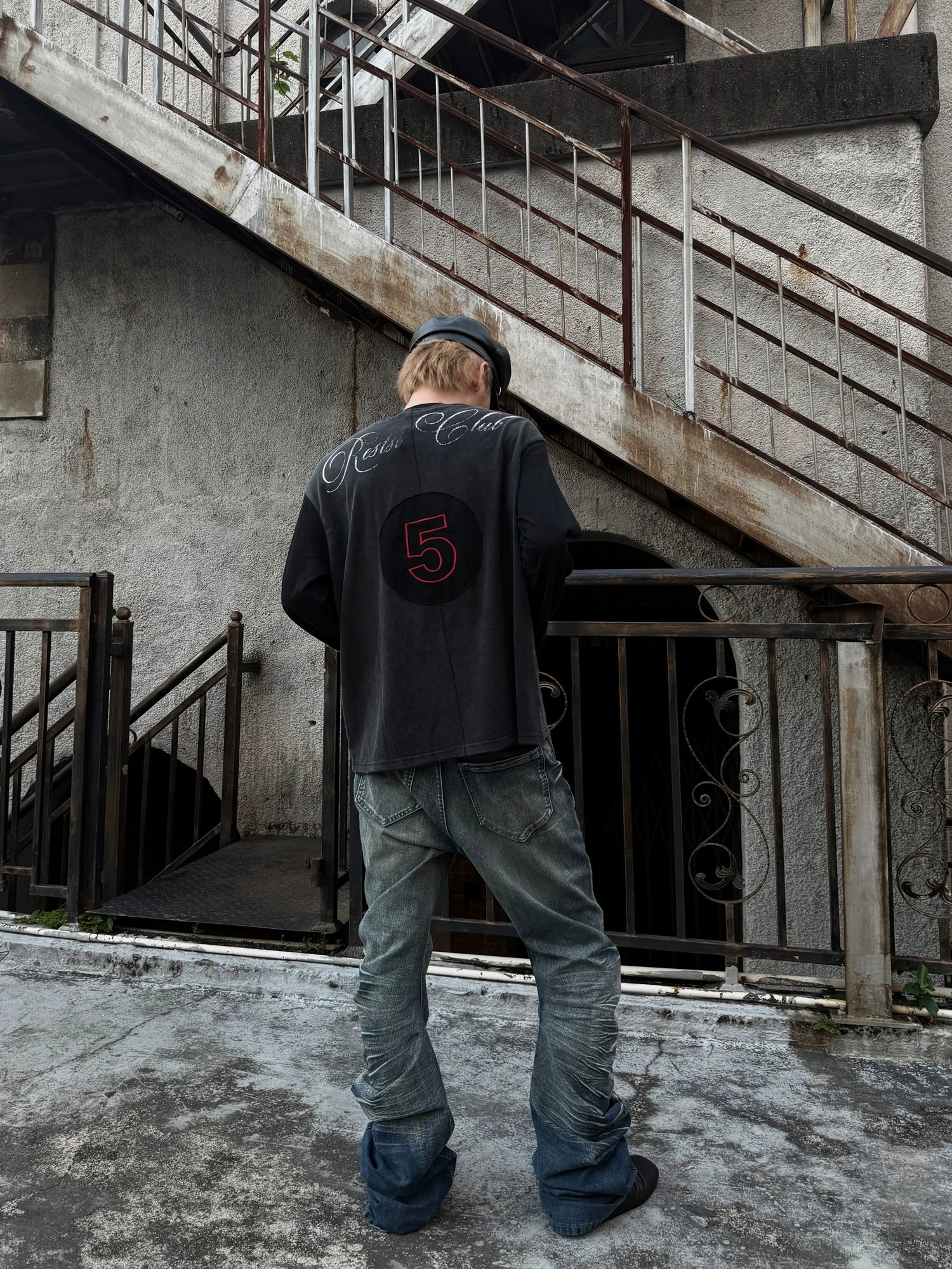 Human Patch Embroidery Printing Splicing Long Sleeve