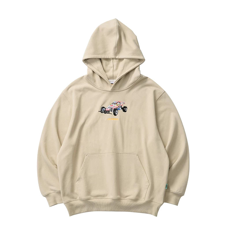Battles Vintage Loose Embroidered Hooded Sweater