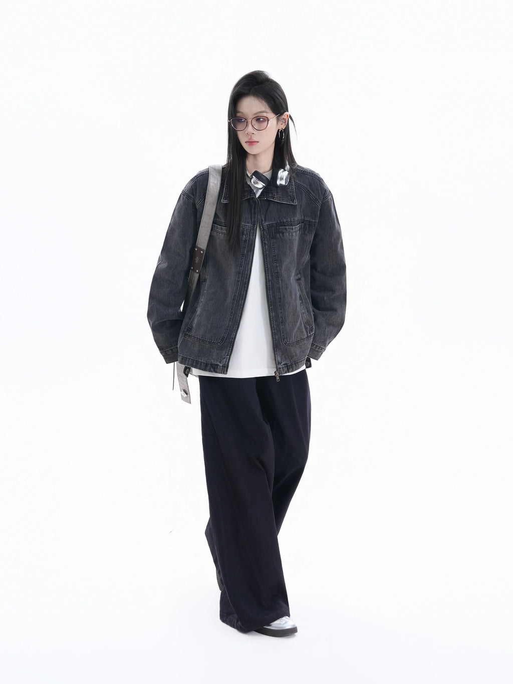 Zuocisankon Turtleneck Denim Jacket