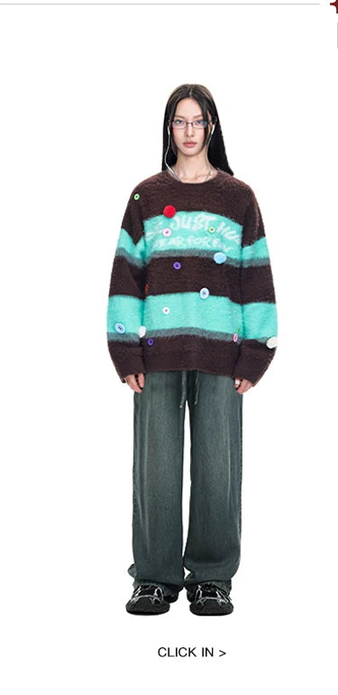 BJHG Thickened Vintage Striped Knitted Sweater