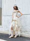 JNYLON Retro Twist-neck Two-piece Dress
