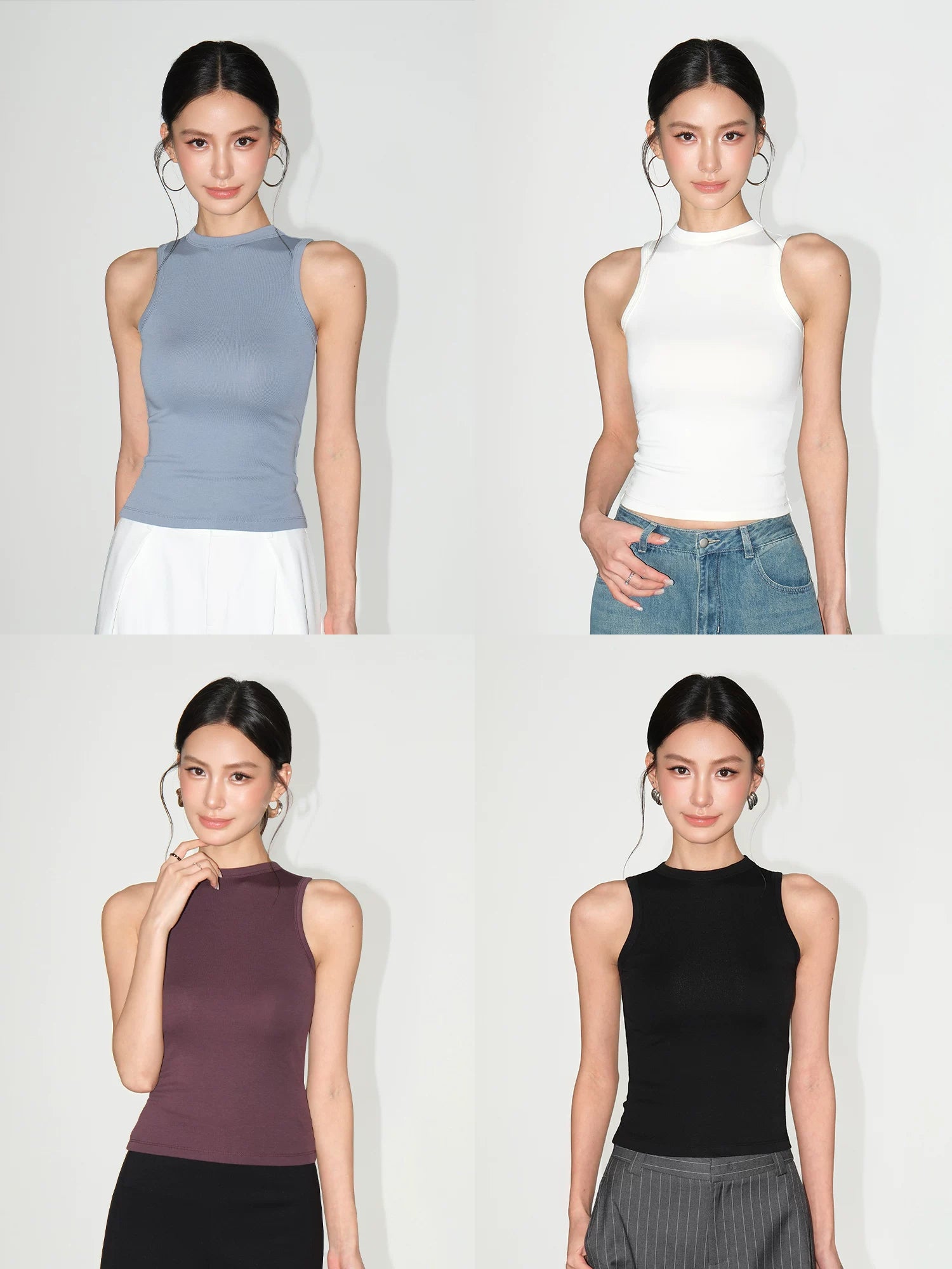 NEVA HU Crew Neck Slim-fit Camisole Vest