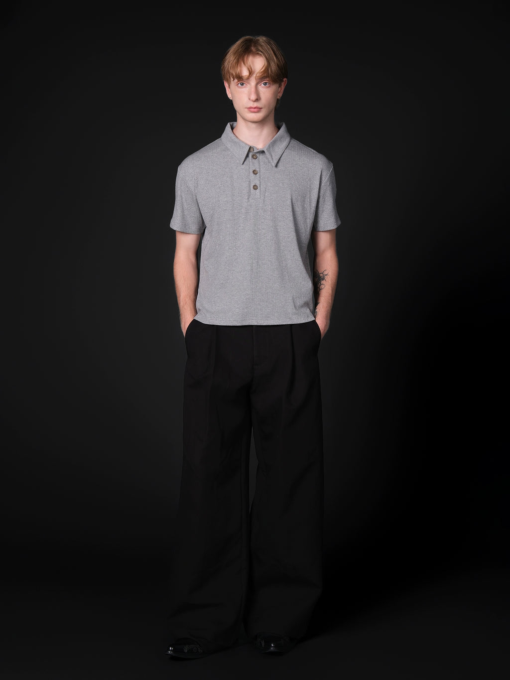 Set for Life Fine Jacquard Lapel Short Wide Tee