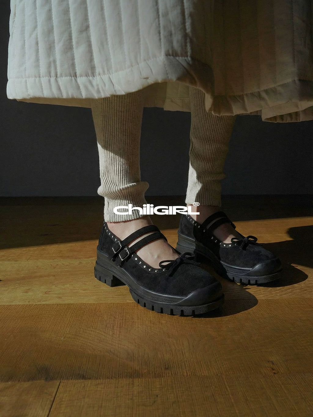 CHILIGIRL Bow Buckle with Casual Height-increasing Shoes