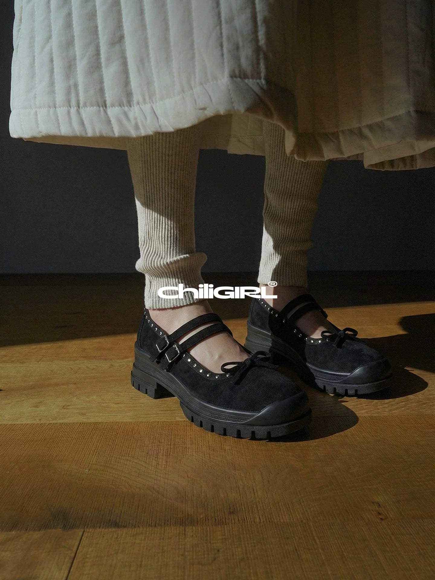 CHILIGIRL Bow Buckle with Casual Height-increasing Shoes