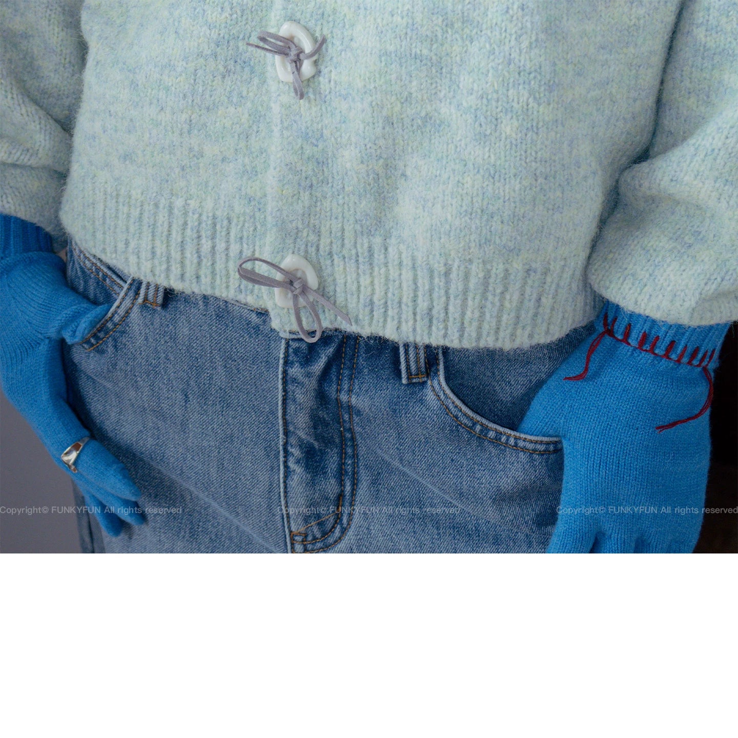 FUNKYFUN Hand-knitted Bow-knitted Loose-fitting Cardigan