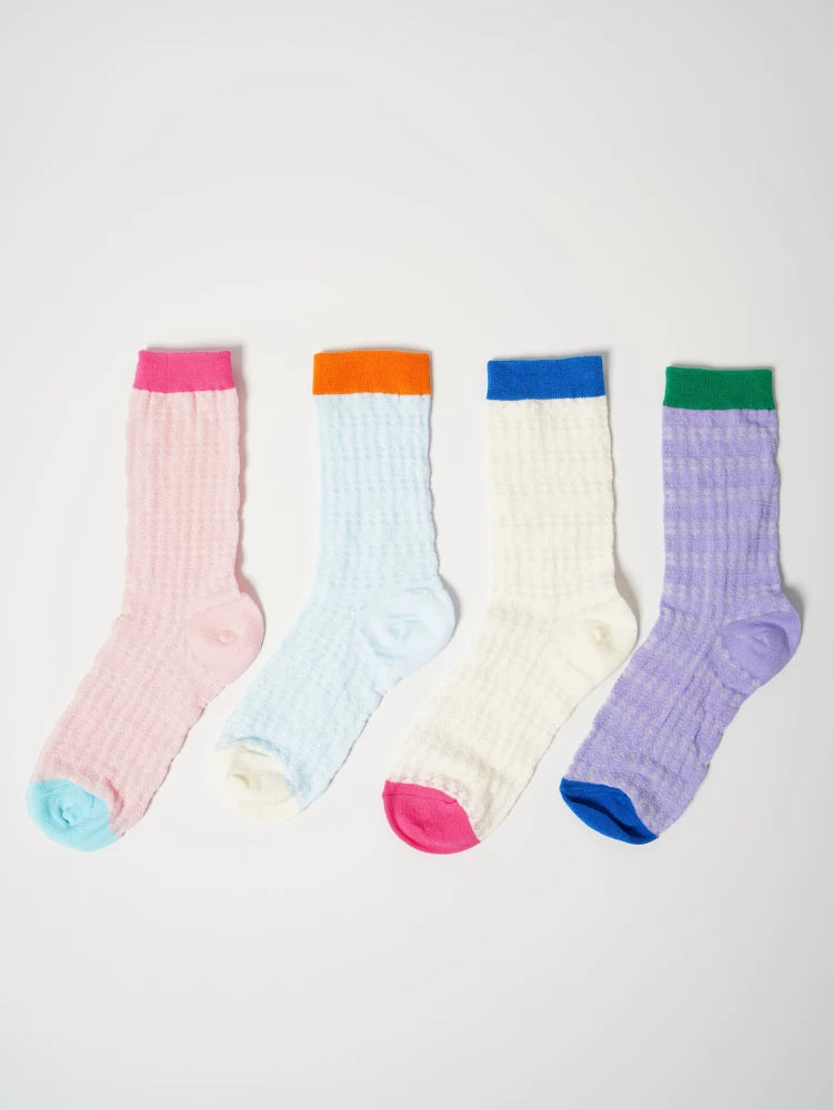 Momogigi street diary, retro contrasting color, breathable, comfortable and versatile, fashionable summer thin mesh socks
