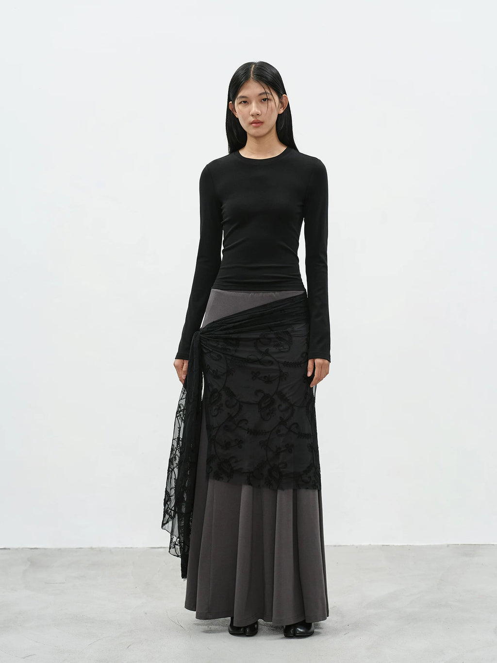 EIGHTHMONTH Lace Strap Irregular Long Dress