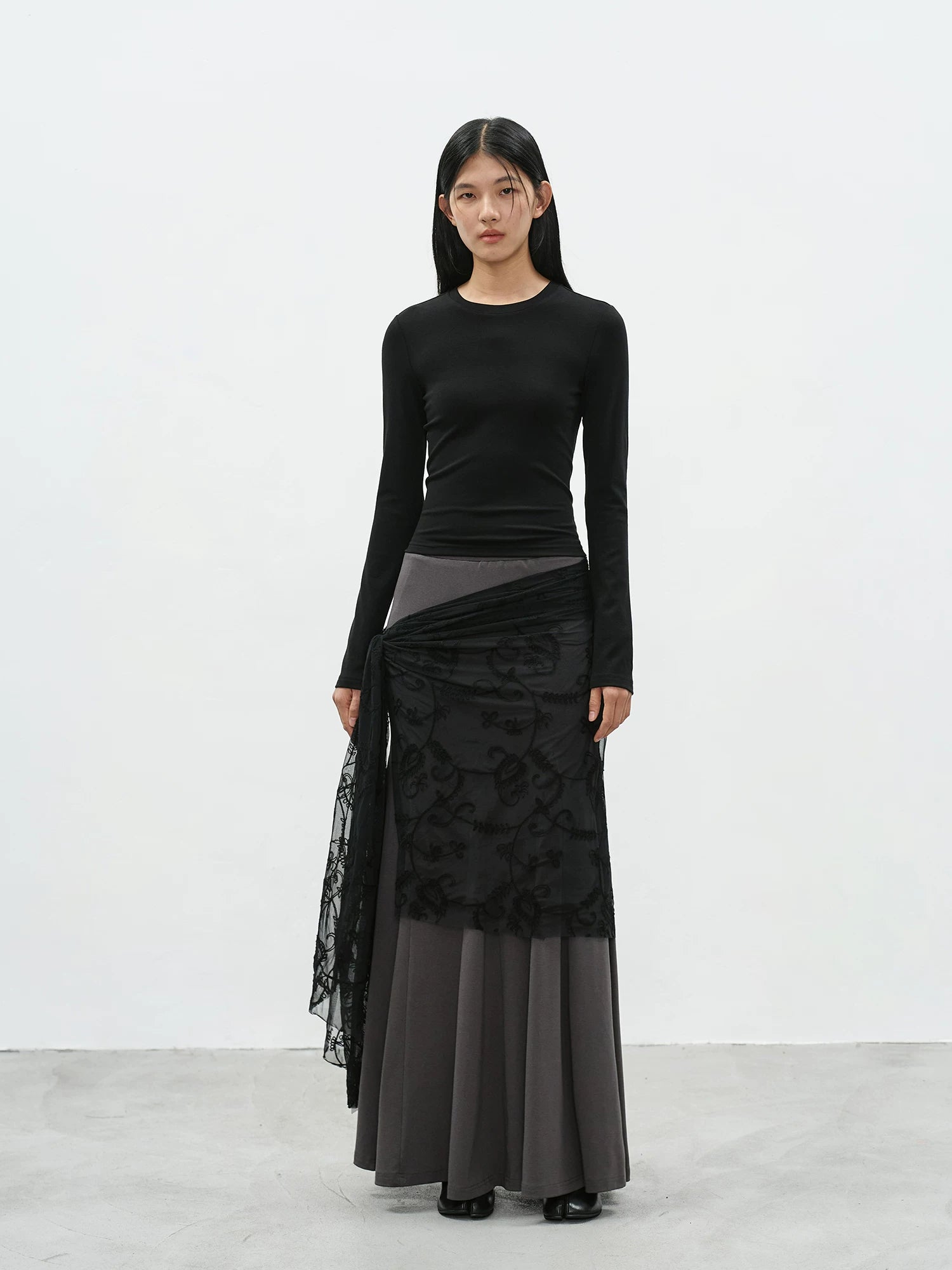 EIGHTHMONTH Lace Strap Irregular Long Dress