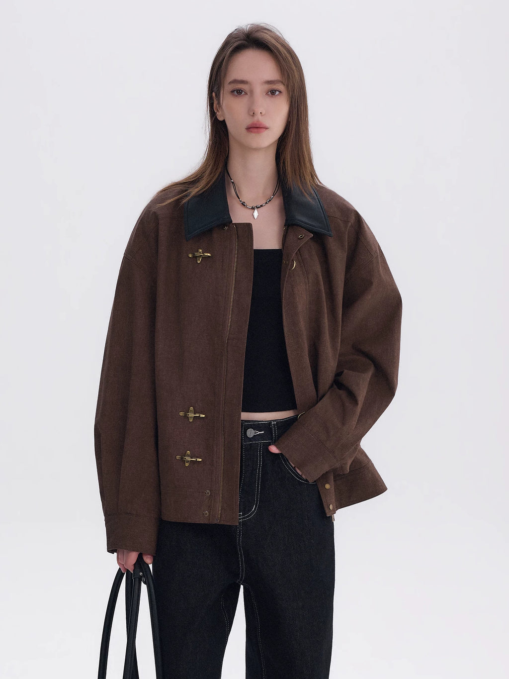 CHOR Lapel Korean Simple Cropped Jacket