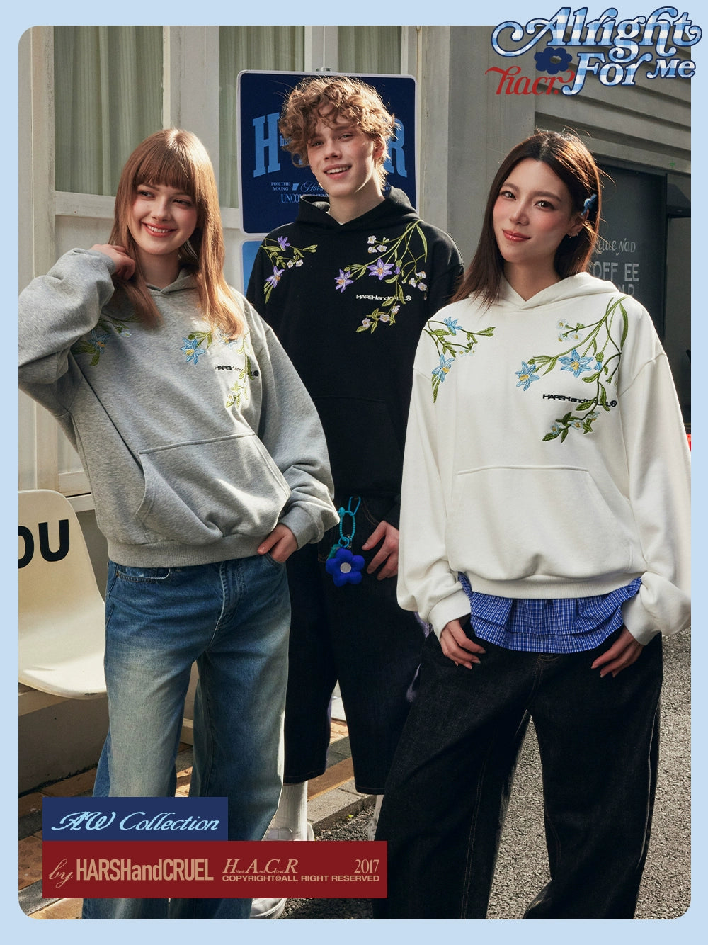 HACR Violet Flower Embroidered Hooded Sweater