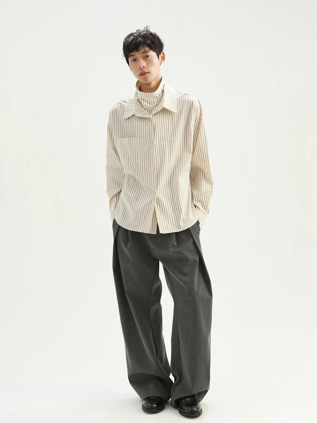 Stay The Night Fake Two Double Neck Striped Shirts