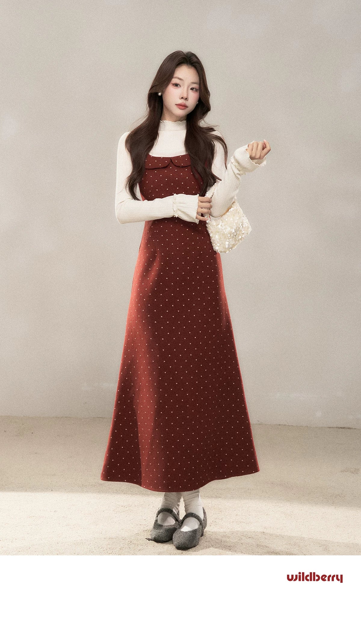 Wildberry Polka Dot Korean Retro Dress