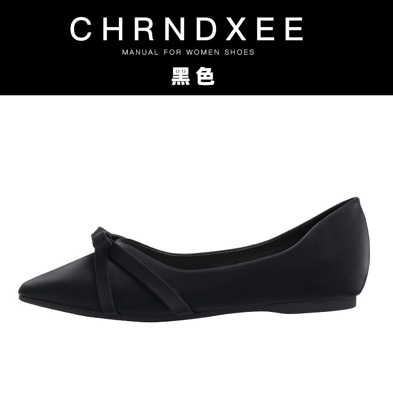 CHRNDXEE Simple Sweet Bow Retro Single Shoes