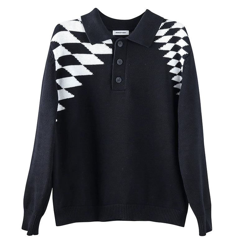 PERDU Rhombus Contrasting Polo Shirt