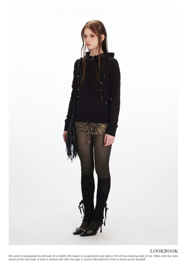 Nariele Shoulder Slim Short Double Zip Jacket