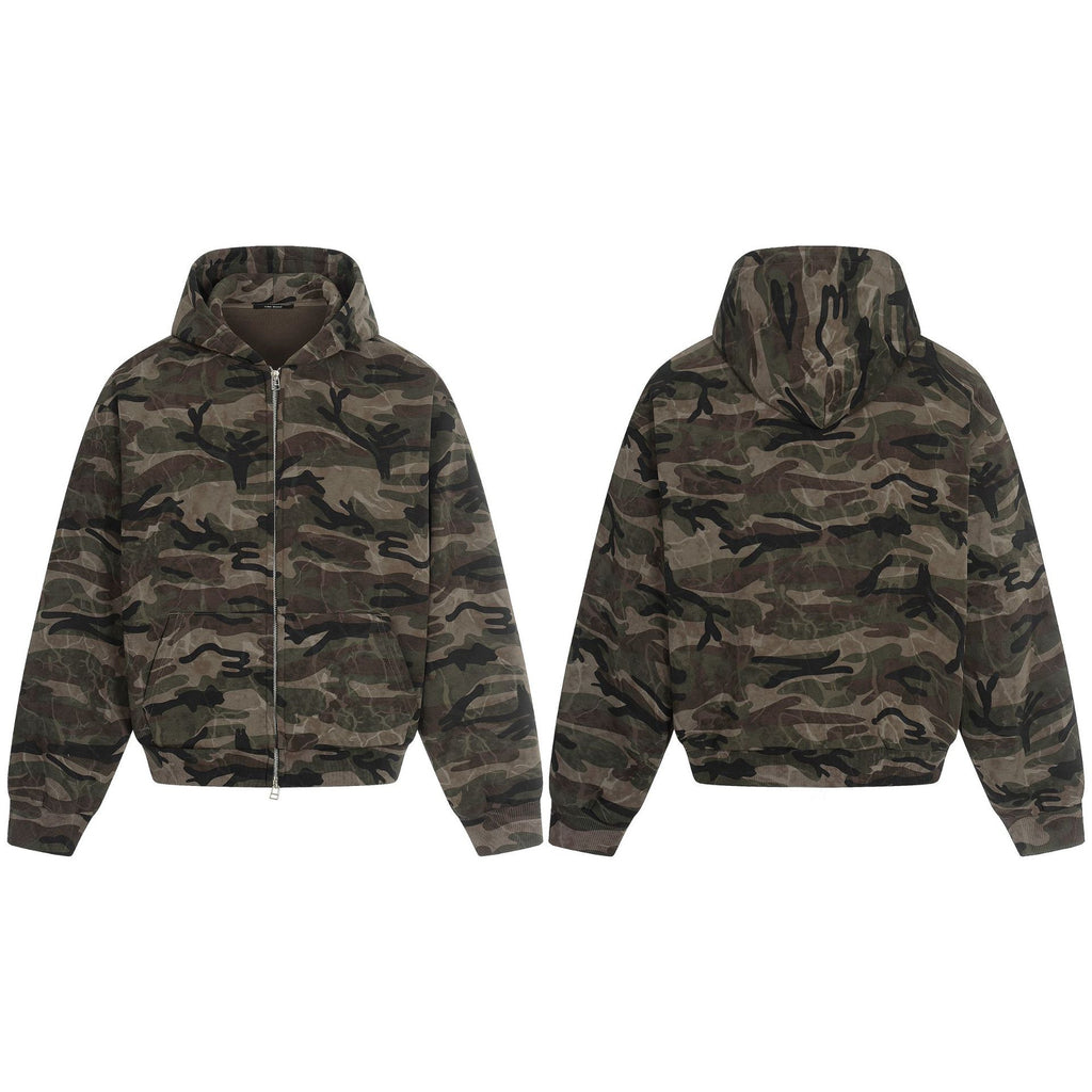 11KN Vintage Camo Hooded Fleece Jacket