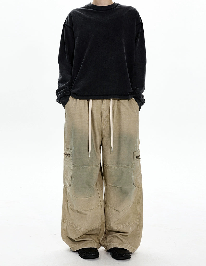 A+WF Retro Made Old Dirty Stained Pleated Overalls
